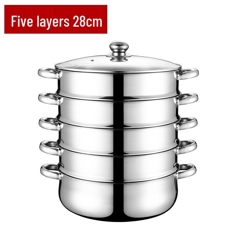 

Многофункциональная пароварка из нержавеющей стали: Двух-пятислойная конструкция для рыбы, супа и многого другого 30cm Online Discount Anti-Overflow