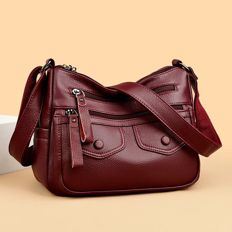 Large Capacity PU Zipper Shoulder Bag for Women Versatile Crossbody Bag High Quality Trendy Crossbody Bag