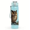 1PC Forest Owl Pine Branch 750ml Color Plastic Sports Water Bottle Leakproof Flip Straw Lid For Sports Office Home Use