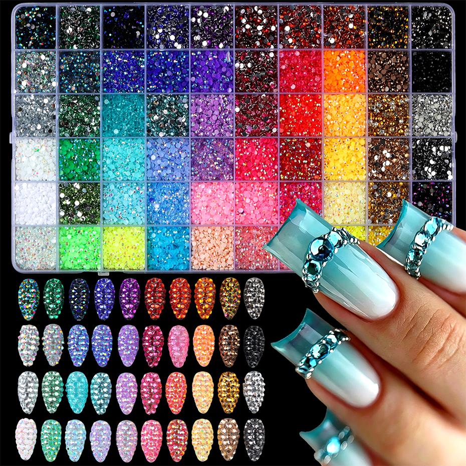 Xiaomi 60 Grids Flatback Nail Art Rhinestones Set AB Crystal Nail Gems Sparkling Beads Nail Art Decorations Jewelry Accessories