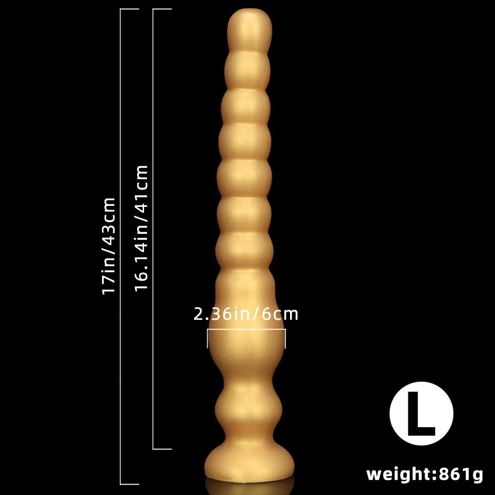 Golden Silicone Extra Long Bead Anal Plug  Extra Large  Thick and Soft  Female Anal Plug
