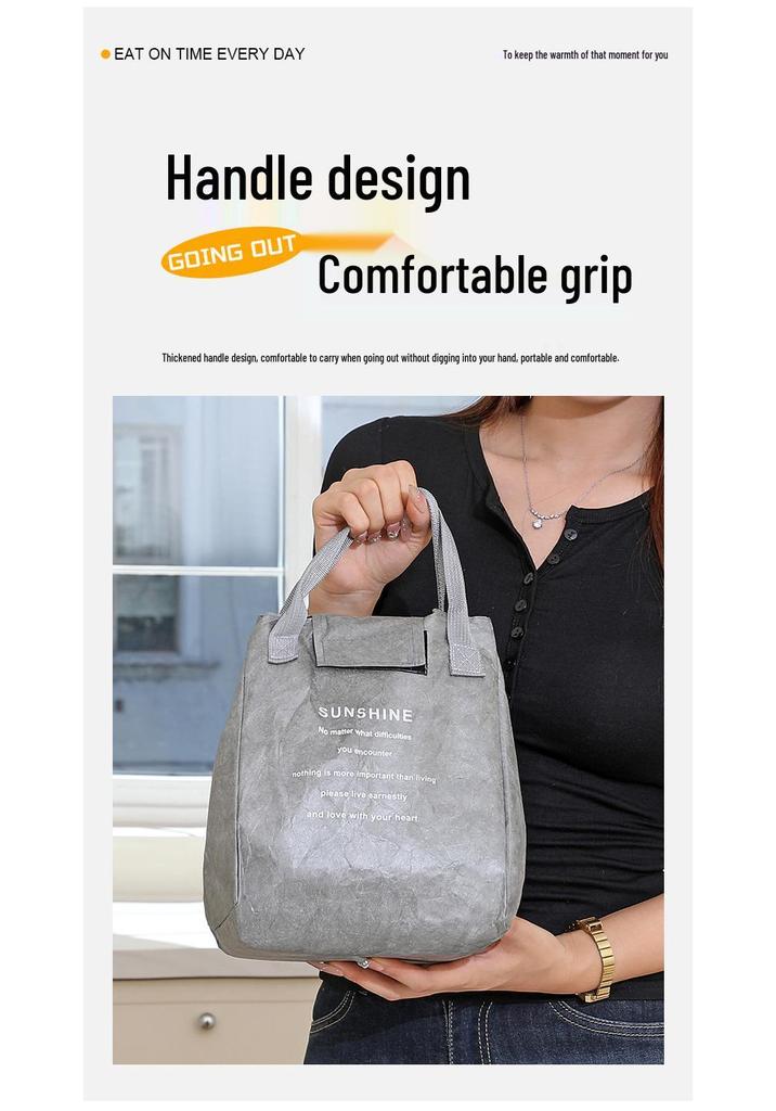 Tyvek Kraft Paper Insulated Lunch Bag - Waterproof, Aluminum Foil Bento Picnic Bag