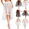 Womens Sheer Mesh Cover Up Skirt Elastic Waistband Lace Trim Midi Tulle Skirt Extender Half Slip