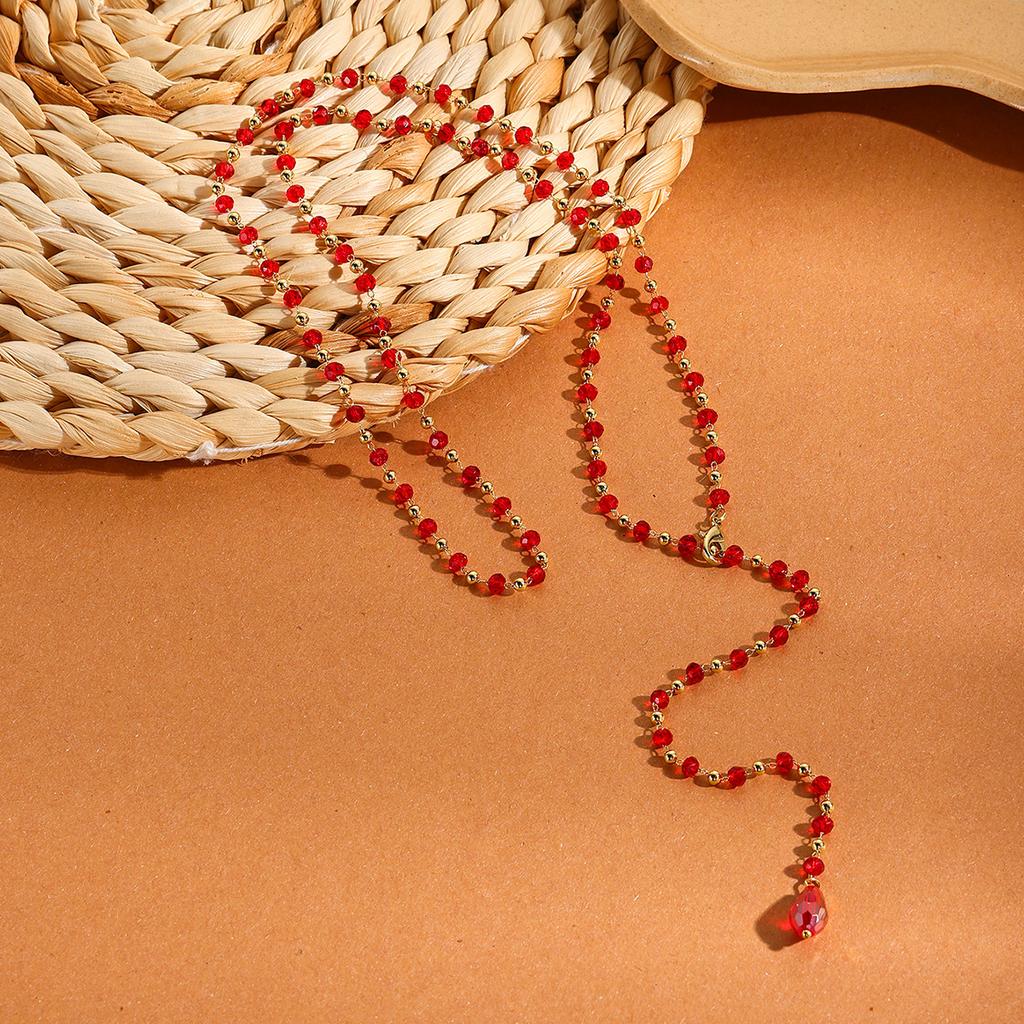 Necklace for Women Autumn and Winter Long Necklace Feminine Sense Handmade Crystal Chain Hanging Neck Tassel Y-chain Necklace Female Elegant Necklace