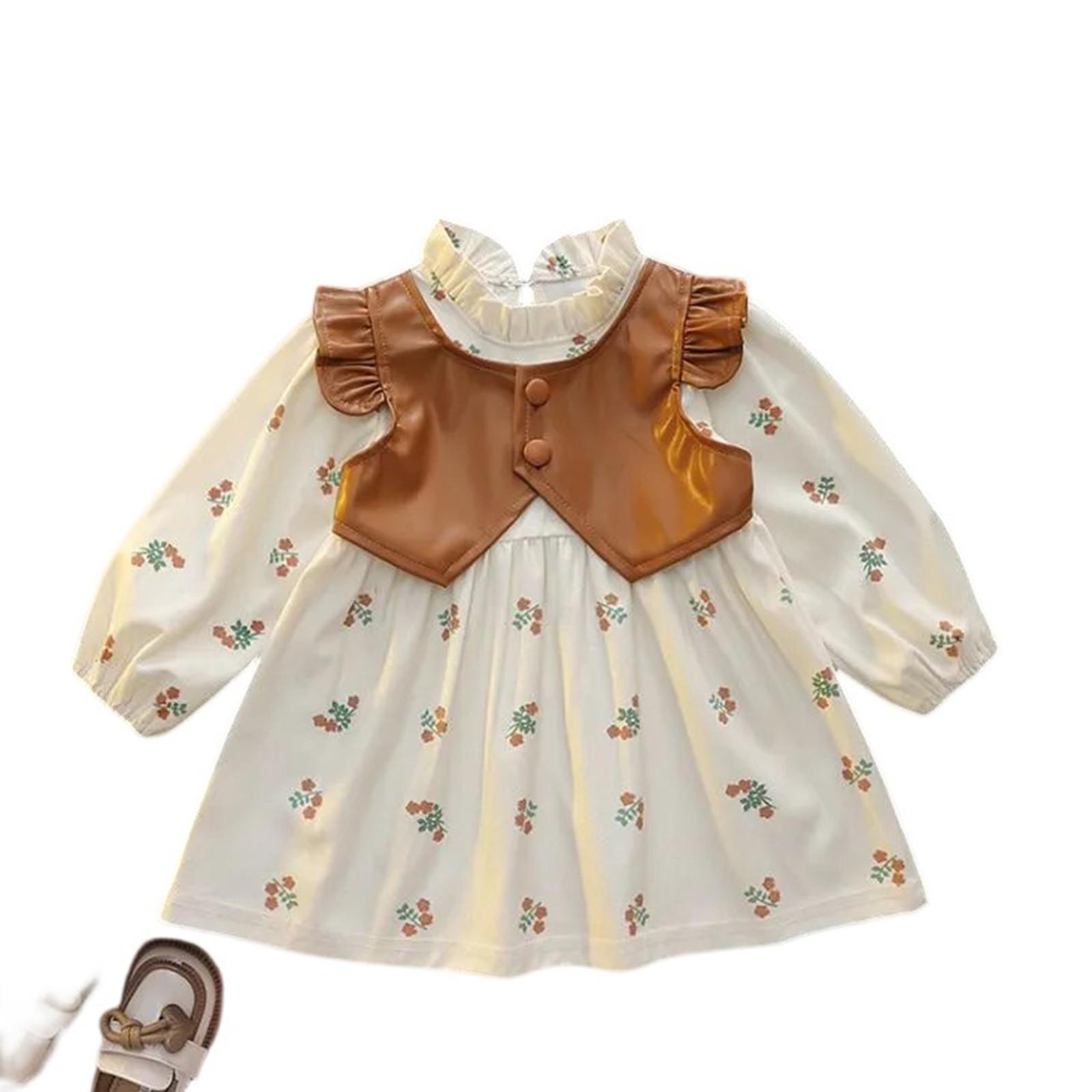 

Fashion Spring And Skirt Children s Casual Fake Two-piece Princess Skirt 110 хаки