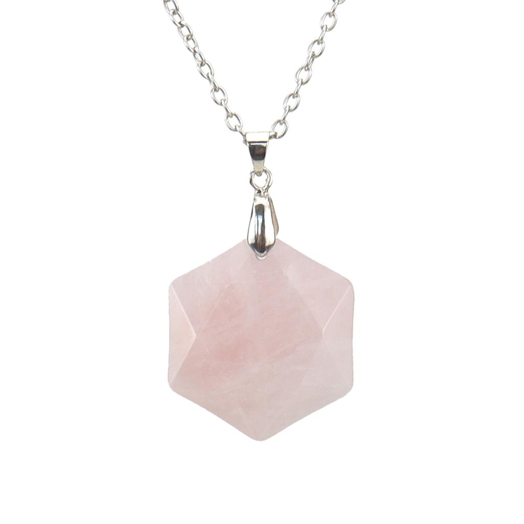 Crystal Gemstone Hexagram Black Yorite Pendant Necklace Cut Polyhedron Pendant N532