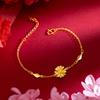 24k Real Gold Advanced Ins Zhou Family Daisy Bracelet Fresh, Sweet, Versatile Sun Flower Fine Bracelet for Women Fine Jewelry