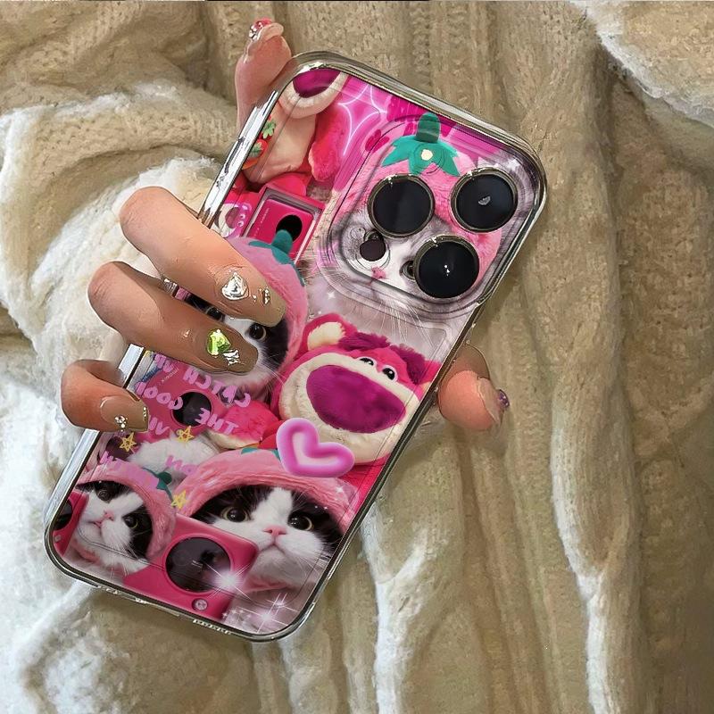 Strawberry Bear Cat New Mobile Phone Case All-inclusive for Apple 15Pro Mobile Phone Case 16/15/14/13/14PRO