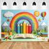 Cartoon-Regenbogen-Sonne-Wasserstift Kindergarten-Klassenzimmer-Dekoration Hintergrund Aktivitätslayout Requisiten Hintergrund-Fotostudio-Requisiten