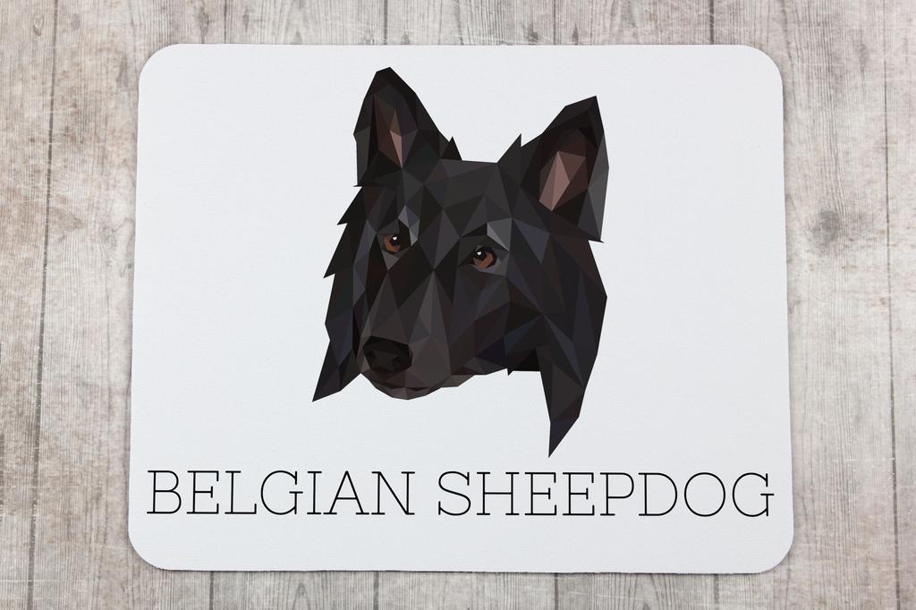Belgian Shepherd Dog, Belgian Sheepdog – Geometric mouse pad with a picture and text | Art-Dog