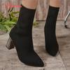 Fashion Aphixta Beige Cotton Fabric Women Ankle Boots 5cm High Heels Modern Boots Big Size42 Shoes Woman Boats Botines Para Mujeres