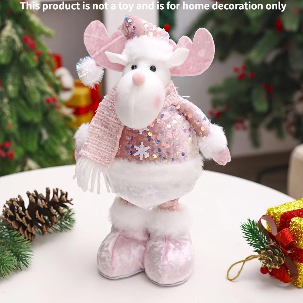 Nowe urocze różowe, regulowane wysokościowo bałwany, Święty Mikołaj i renifery świąteczne elementy dekoracyjne, dekoracja domu i biura na święta