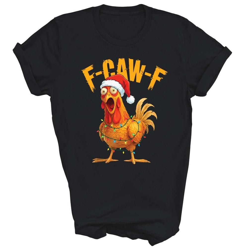 

F Caw F Chicken Різдвяний Вогник Шапка Санти Унісекс Футболка Подарунок 4XL