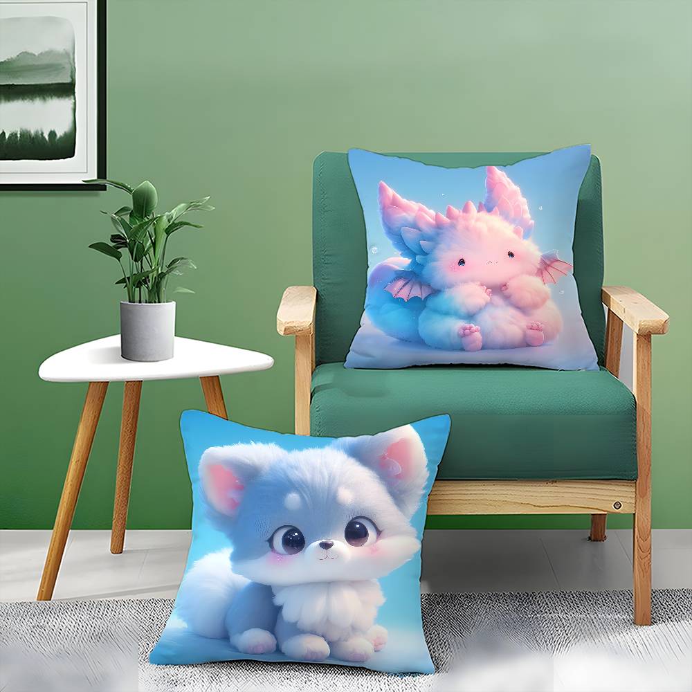 Cute Cured Animals Pictures Lovely Pillow Case Comfort Sofa Bed Silky Elegant Invisible Zipper Decorative Cushion Cover