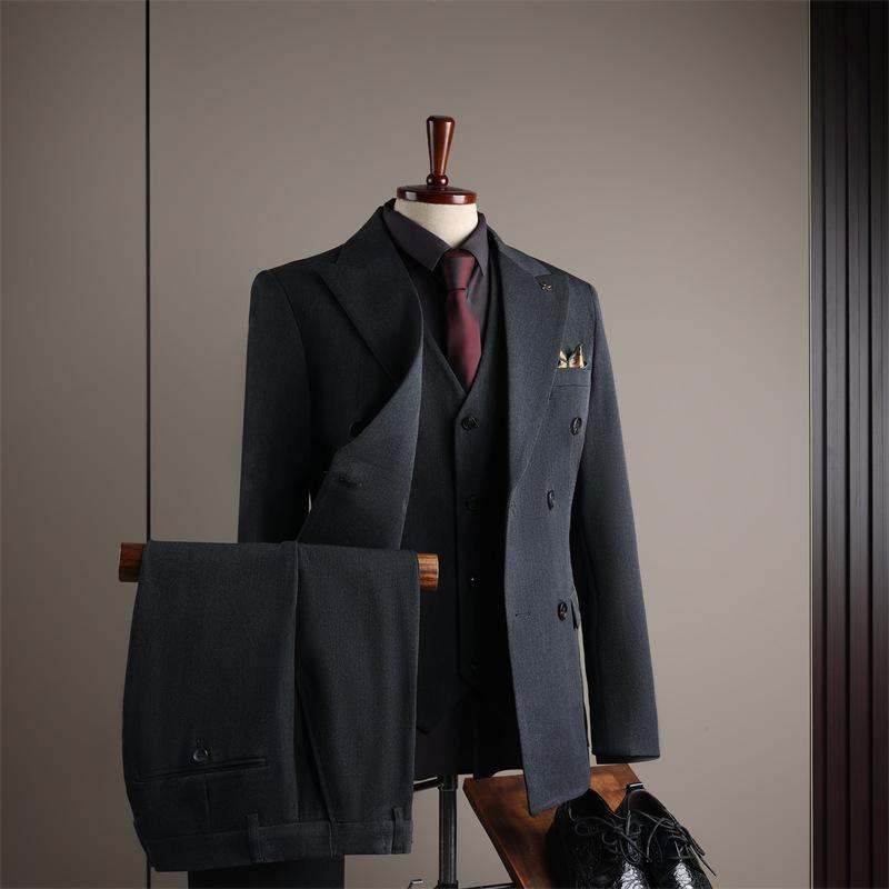 Men's High-End Slim-Fit Suit Set: Business Formal, Groomsman, Wedding Groom's Wear, Wrinkle-Resistant Jacket