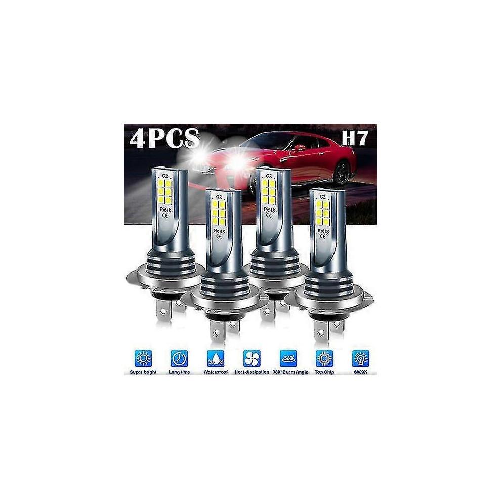 4pcs H7 LED Headlight Bulb Kit High and Low Beam 6000K White, 220W Per Kit, 60,000 Lm, IP67, 360