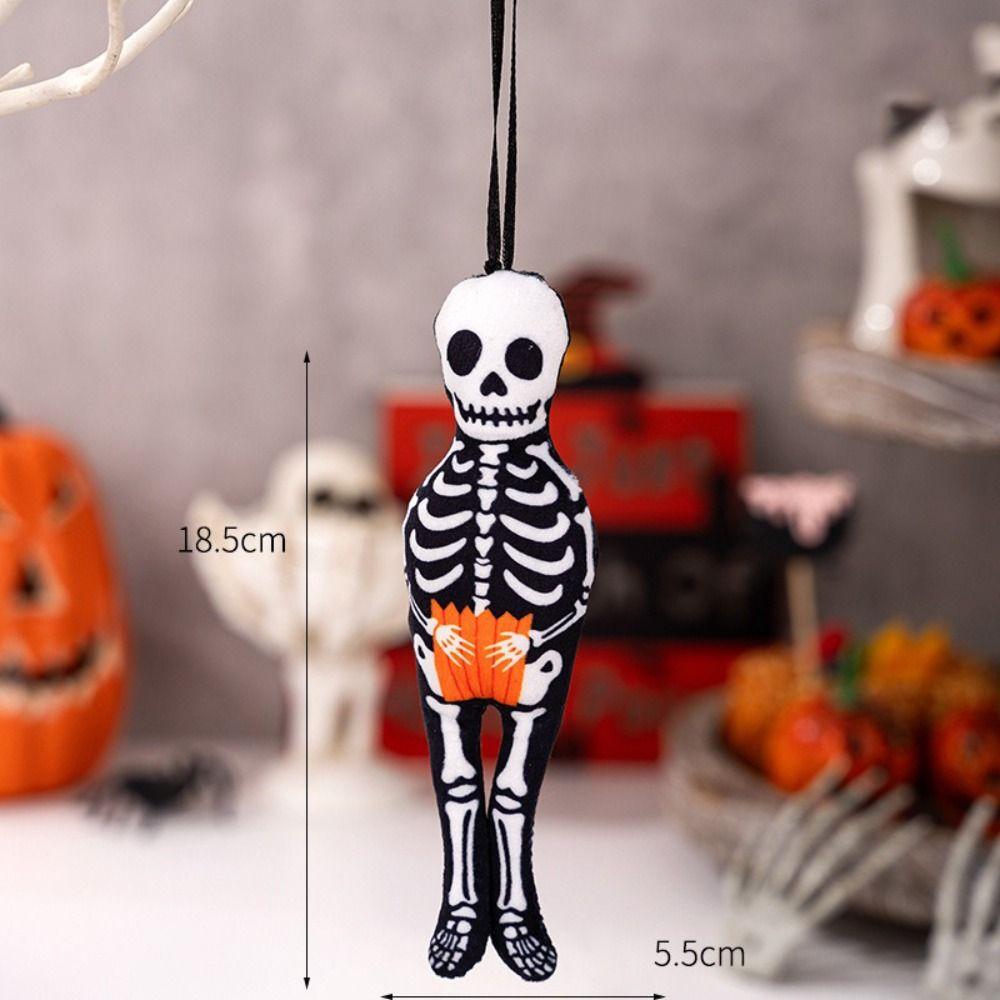 Pumpkin Design Halloween Doll Pendant Ghost Black Cat Halloween Hanging Pendant Skeleton Skull Festive Themed Pendant