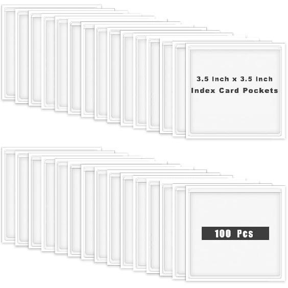 100 Pcs Adhesive Label Pockets, 3.5 * 3.5 Inch Clear Label Holder for Storage B for Classroom Organizing