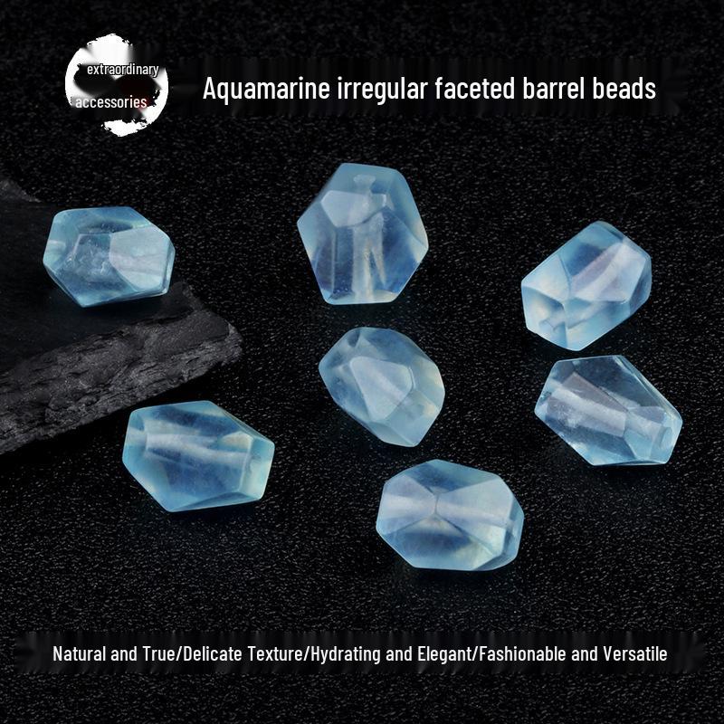 Handmade Aquamarine Faceted Barrel Beaded Bracelet - Versatile DIY Loose Bead Accessory детали