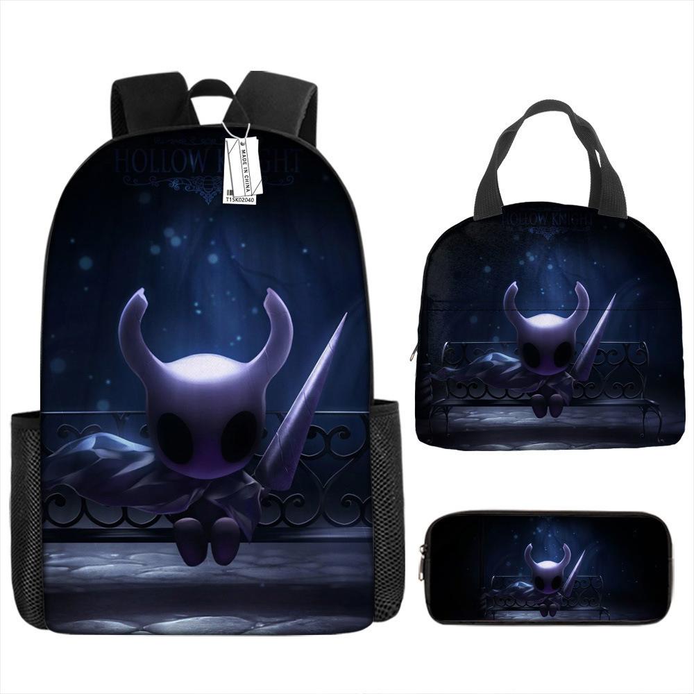 Luxusní Novinka Kreativní Cool Nový Hollow Knight 3D Tisk 3ks/Sada žák Školní tašky Batoh na notebook Denní batoh Batoh Taška na oběd Pouzdro na tužky