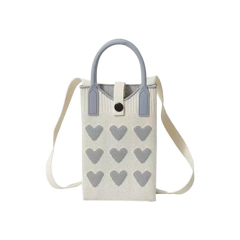 Korean Style Cute Heart Knitted Mini Crossbody & Shoulder Bag for Women