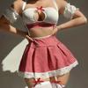 Women Sexy Temptation Lingerie Set Schoolgirl Costumes Sexy Strap Role Play Lace Uniform Erotic Costume Sex Cosplay