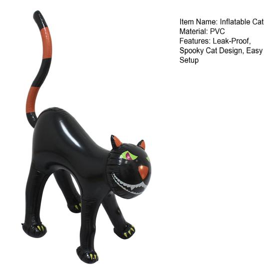 Inflatable Black Cat Halloween Decoration Leak-Proof Inflatable Cat Blow-up Standing Cat Ornament for Home Indoor Yard Garden Decoration