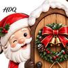 Christmas Hanging Ornaments Door Ornament Wooden Wall Mounted Festive Sign 2D Holiday Gift for Family Flat Art Home Entrance Decor Santa Claus