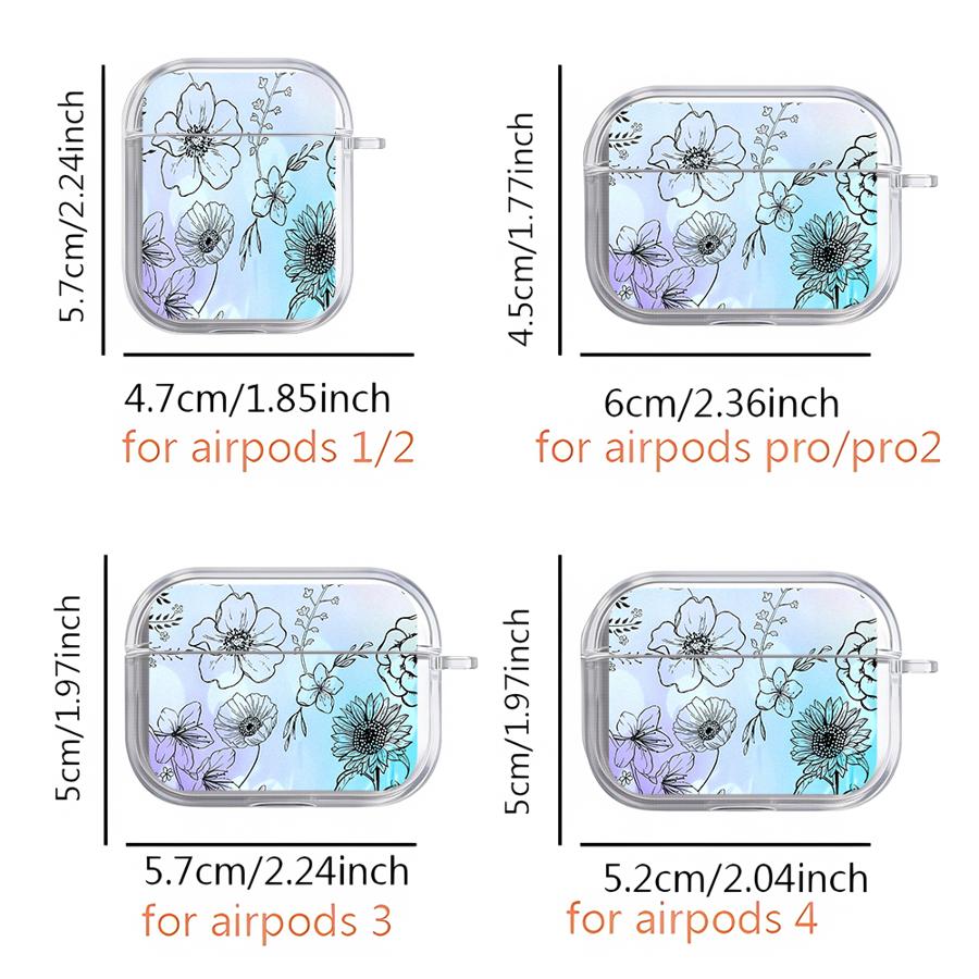 Clear Earphone Cases Cover Case For Airpods 3 Pro2 1 4 Pro 2 Pro3 Line Art Flower