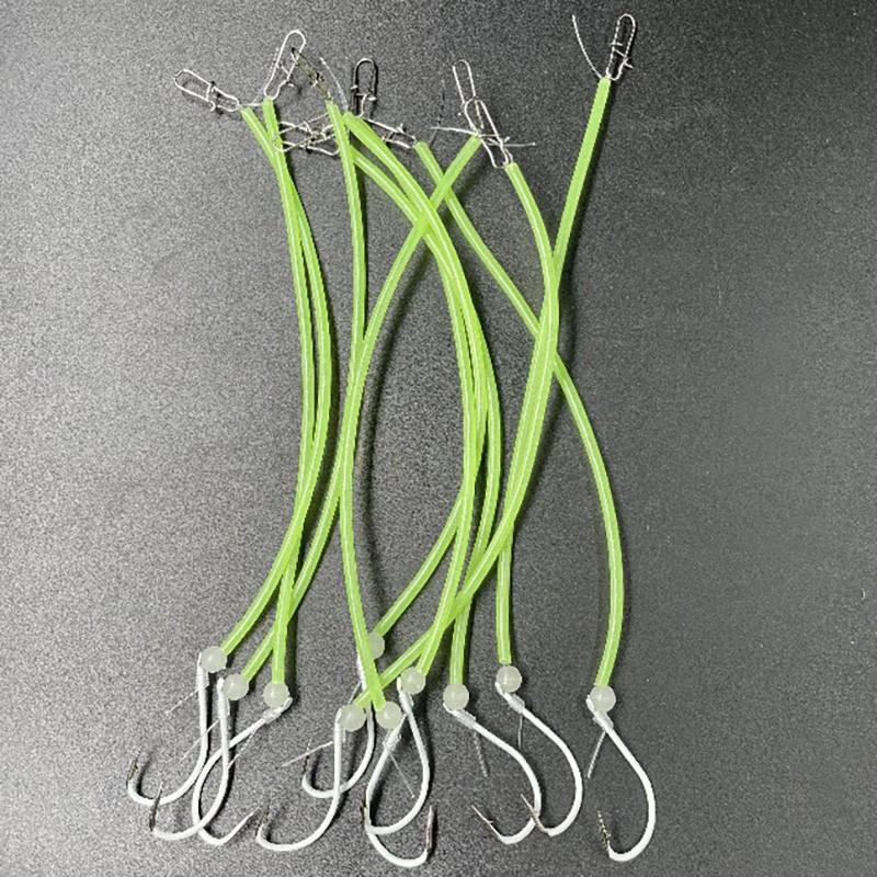 

Sea Fishing Luminous Anti-Tangle Sleeve Hook for Yellow Croaker, White Fish Bait, Bite-Resistant with Finished Line and Spare String. #13