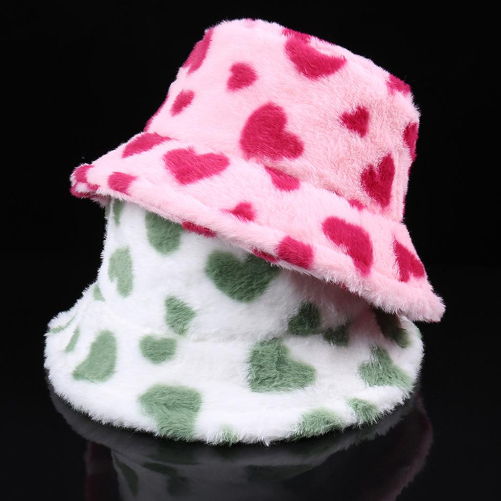 Fashionable Love Pattern Bucket Hat for Various Head Size Winter Autumn Thicken Fisherman Hat Headpiece for Casual Wear