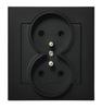 Double Socket with Grounding, Matte Black SONATA GP-2RZ/33