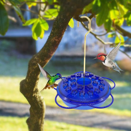 Hummingbird Feeder for Outdoor Hanging Plastic Wildbird Feeder with 24 Feeding Ports And Perch for Outside Patio Garden Lawn Decor