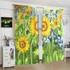 2pcs- Fresh Oil Painting Sunflower Polyester Curtains, Pole Bag Curtains 42*84, Bedroom, Living Room, Home Room Decoration