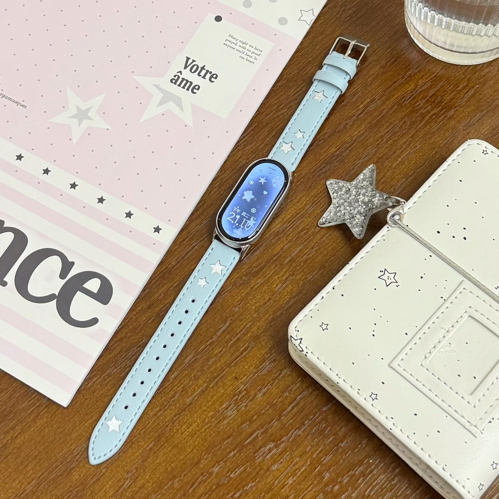 Cinturino in Pelle Dopamine Stars per Xiaomi Mi Band 10 9 8 Braccialetto da Polso per Xiaomi Band 8 9 10 Pro Fibbia Metallica per Huawei Fit 3 4 5 Pro Braccialetto Sportivo