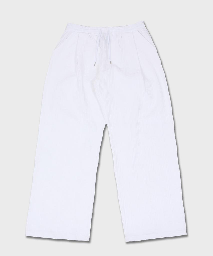 CAMEL WORK Linen Cotton Washed Pants (White)