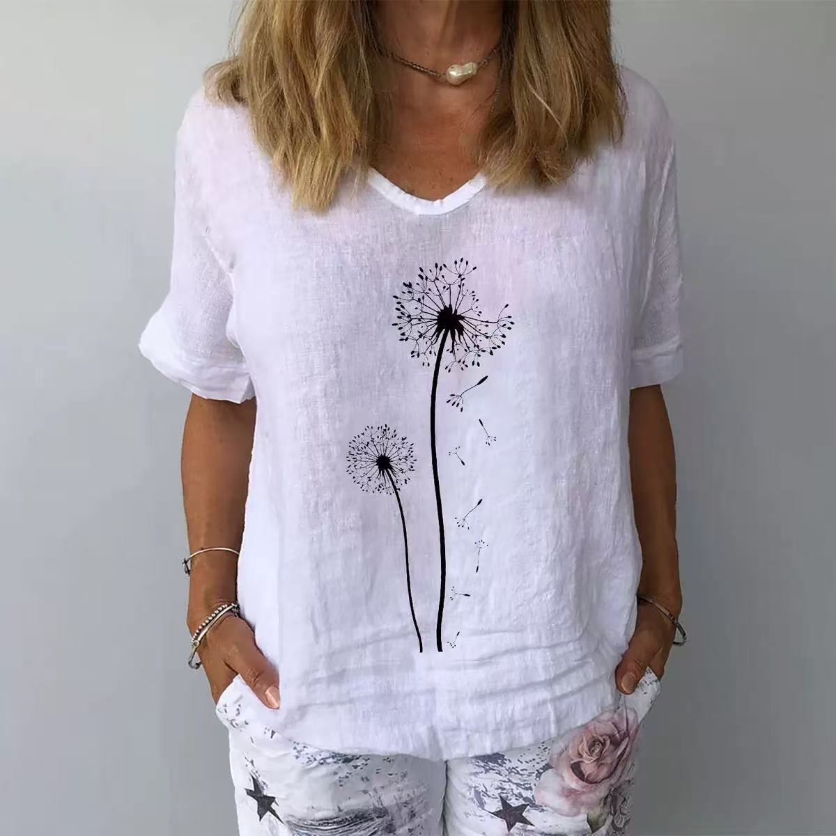 

GMXIA Женские модные повседневные летние блузки и рубашки с круглым вырезом с короткими рукавами XXXL