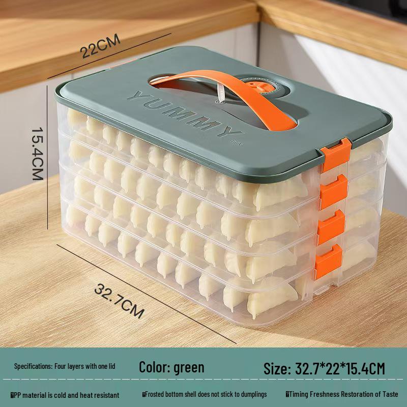 Dumpling Storage Box: Food-Grade Kitchen Freezer Organizer for Fresh-Keeping and Quick-Freezing