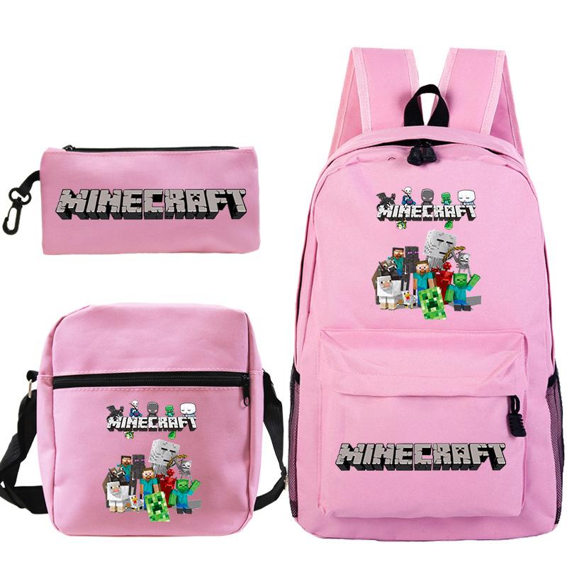 Minecraft Primary And Secondary School School Bag Children'S Backpack Backpack Shoulder Bag Pencil Case Three-Piece Set