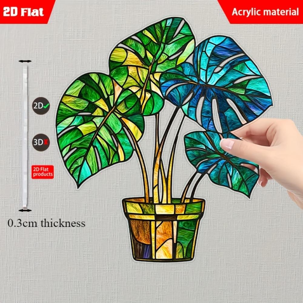 2D planar flowerpot acrylic light catcher pendant,  holiday wreath logo window decoration door wall decoration birthday home and room decoration