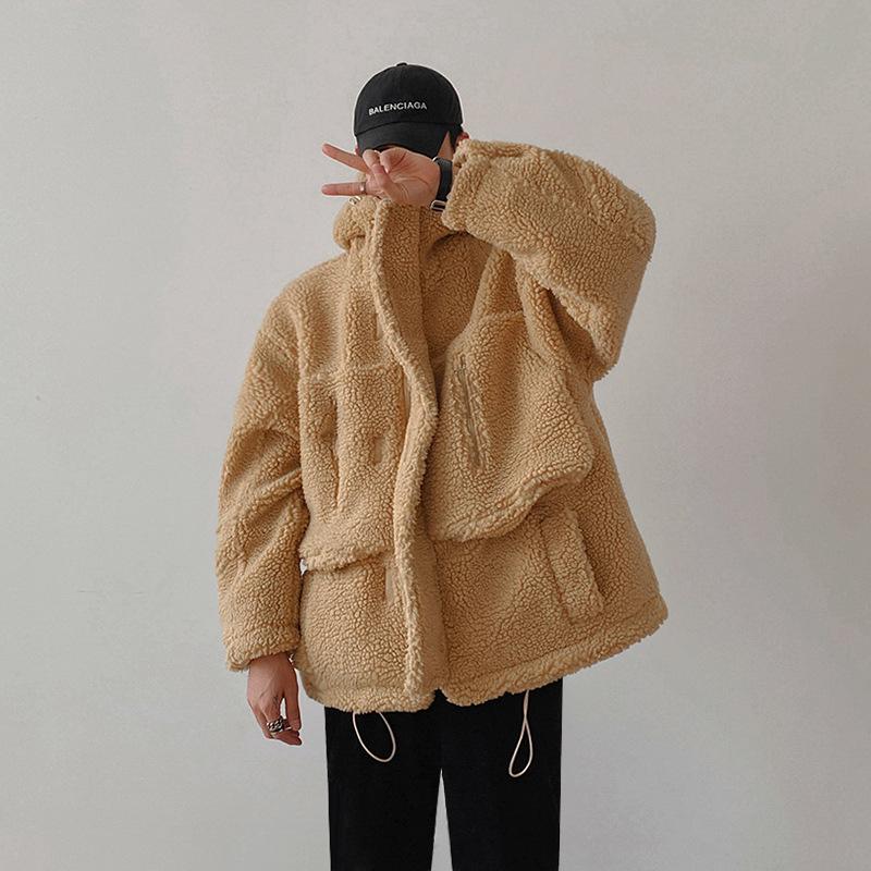 Lamb Fleece Jacket Men's Winter Thickened Polar Fleece Cotton Coat Korean Style Loose Trendy Cotton Coat Versatile Cotton Jacket