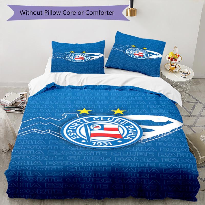 Bahia Fc Crest Emblem Printed Pattern Duvet Cover Set – Includes 1 Duvet Cover and 2 Matching Pillowcases Bedroom Decor Christmas Gifts