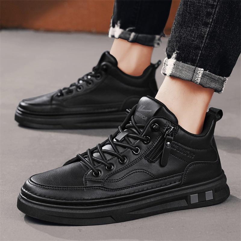 Warrior Thick Sole Trendy Comfortable Versatile Slip Resistant Shock Absorbing Wear Resistant Low Top Skate Shoes Men sneaker Black WXP(WZ)-243801