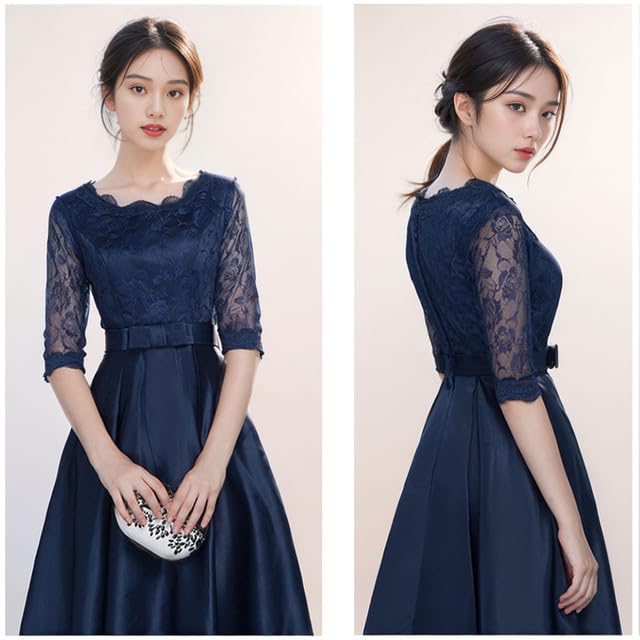 Sorosis Wedding Party Wedding Guest Sleeve Long Dress with Lace Long Perfect for Piano and Size M Women's Dress, Dress, Dress, 3/4 Trim, Chiffon,