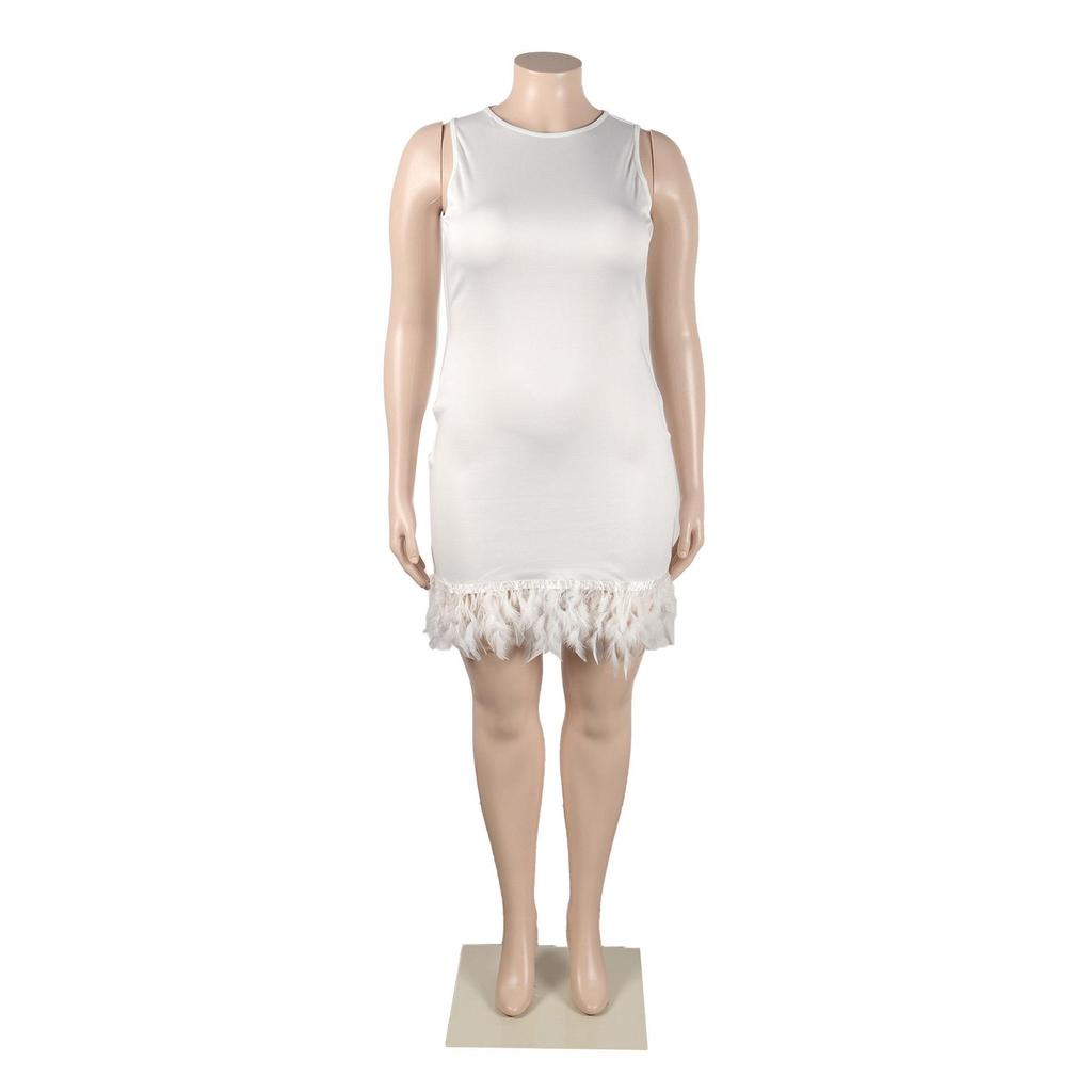 K2767 Slim Fit Casual Feather Hip-Hugging Vest Dress