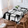 1Pc Modern Geometric Tablecloth Black White Gray Abstract Print Table Cover For Dining Room Kitchen Decor Dustproof Rectangular