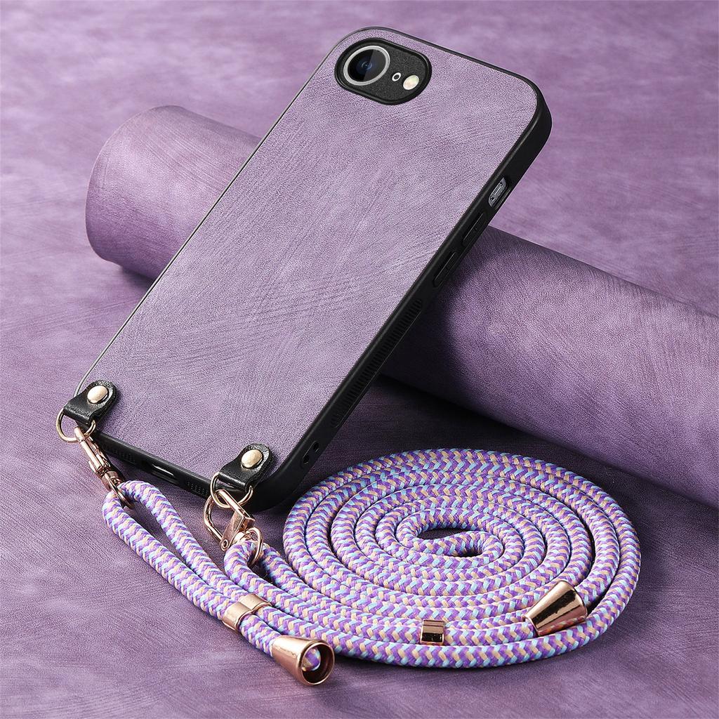Crossbody Long Lanyard Strap Anti-Drop PU Leather Phone Case for iPhone 16 Pro Max 15 14 13 12 Plus 16E SE 2022 Slim Fit Cover