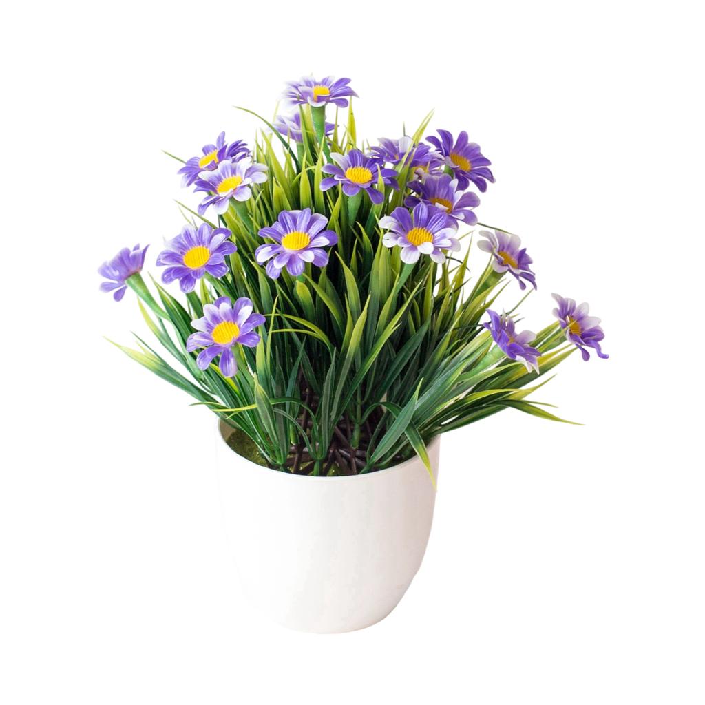 Spring Grass Chrysanthemum Artificial Flower Potted Set Home Simulation Green Plant Decoration Ornaments