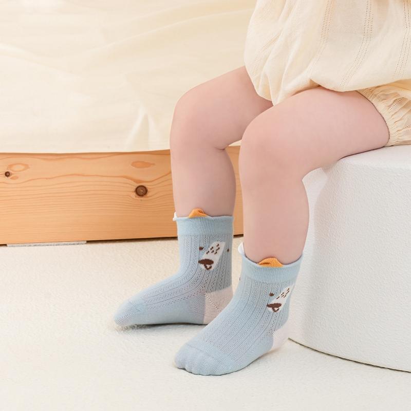 4Pairs/Set Kids Boy Girl Socks Thin Cotton Breathable Mesh Baby Socks Cartoon Soft Children's Socks Summer Home Toddler Baby Sock 0-8Y