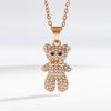 925 Sterling Silver Gold Rose Gold Cute Bear Pendant Necklace Sweet Personality JewelryGood product